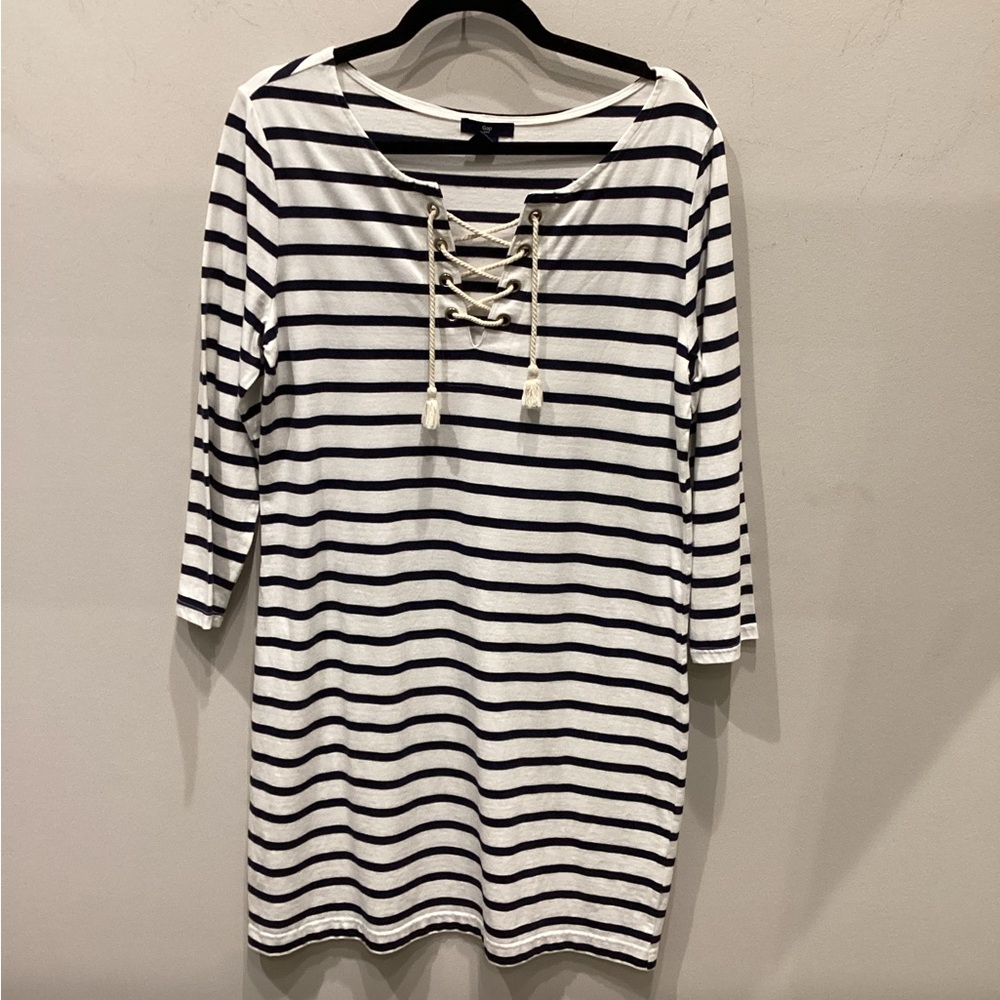 Striped Lace-Up Dress